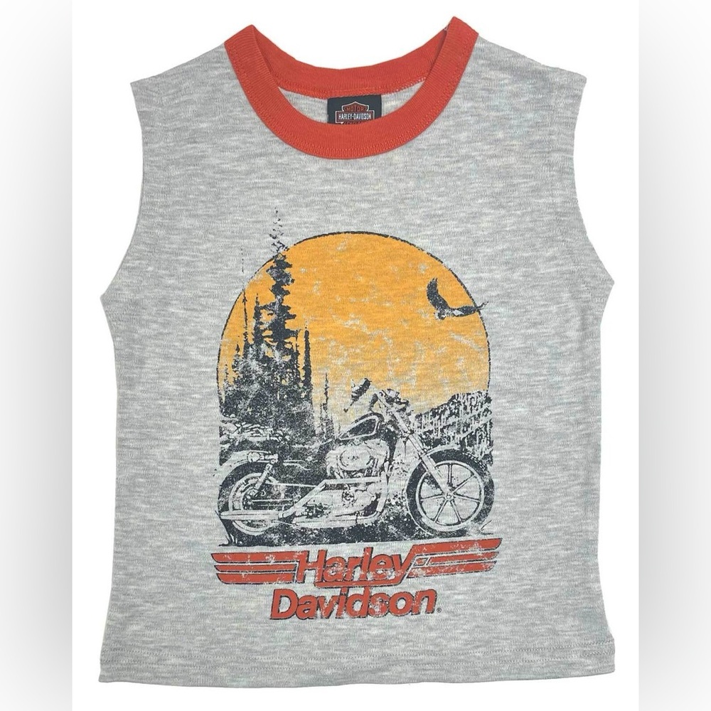 HARLEY DAVIDSON Distressed Sleeveless Muscle Tee Grey NWT New